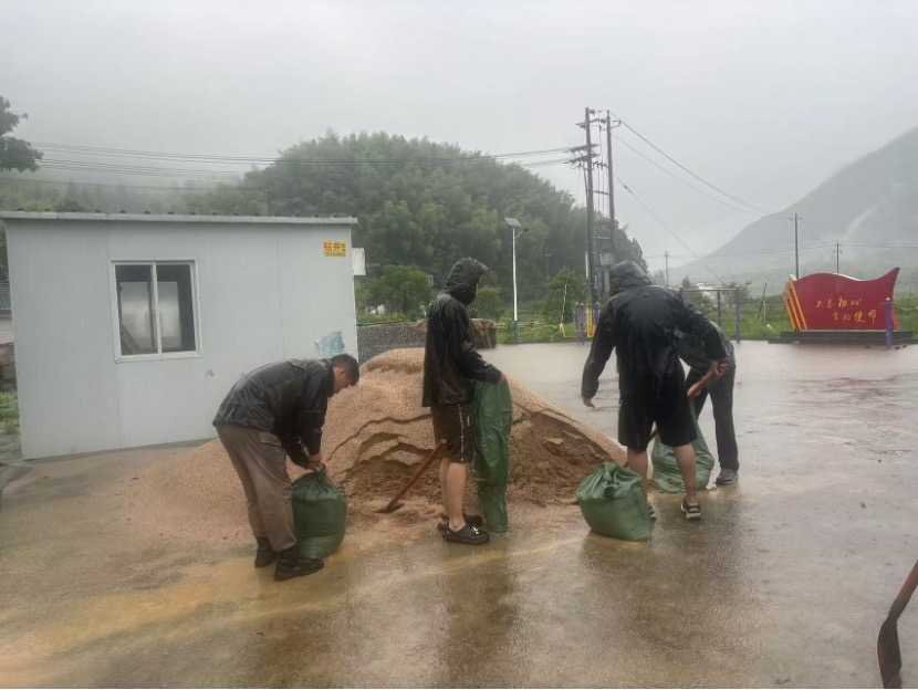 党员带头防汛抗洪