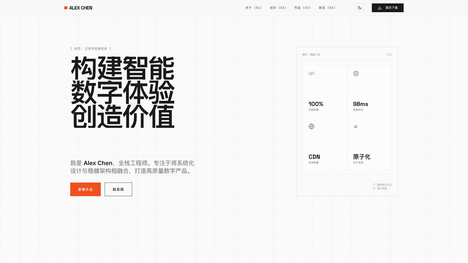 全栈工程师作品与履历 - superun AI 模板预览