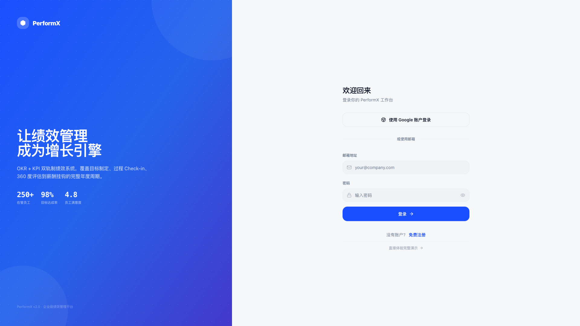 绩效管理系统前端设计 - superun AI 模板预览
